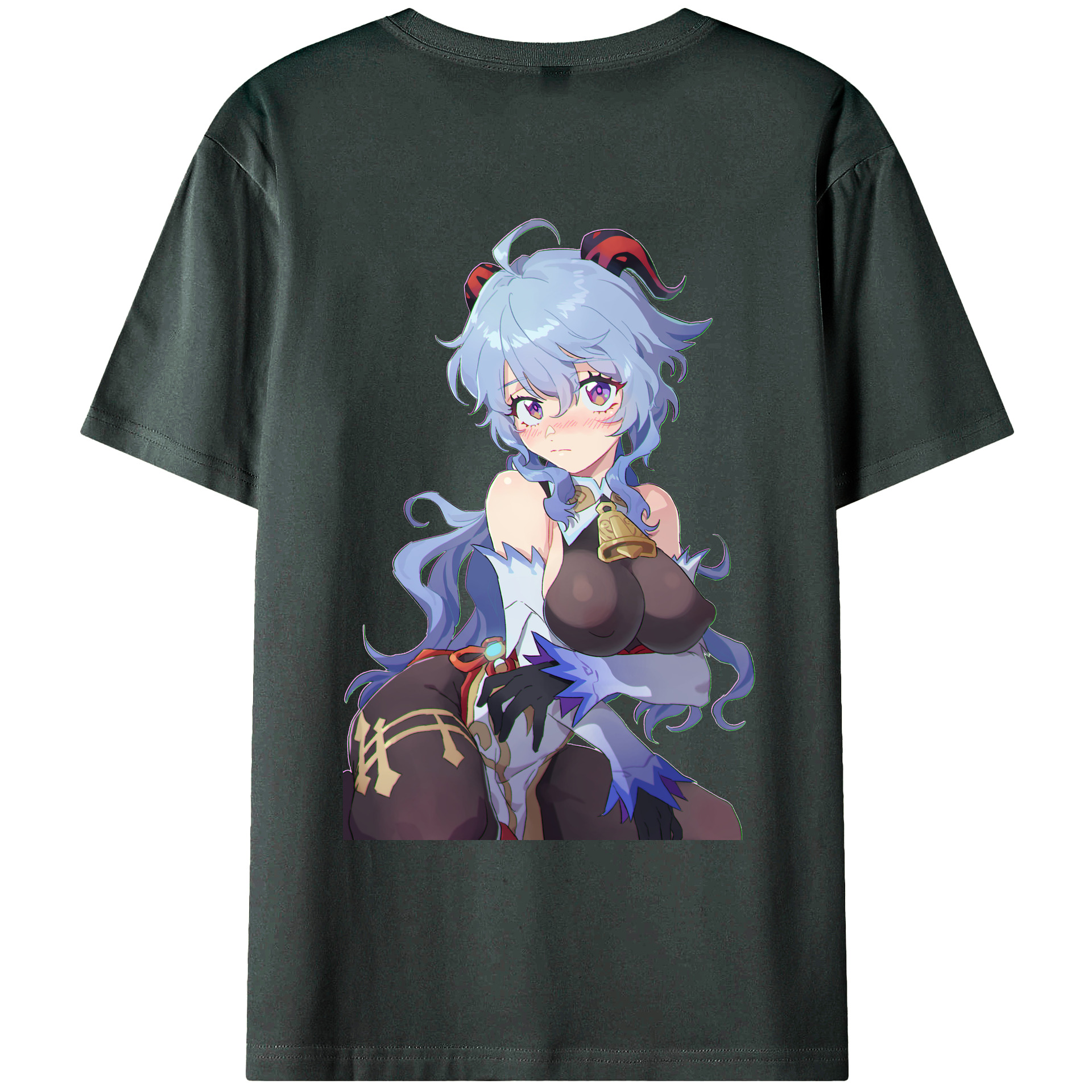 げんし神 甘雨 かんう genshin Ganyu 綿100％ メンズ半袖Tシャツ（バックプリント） 通気性
